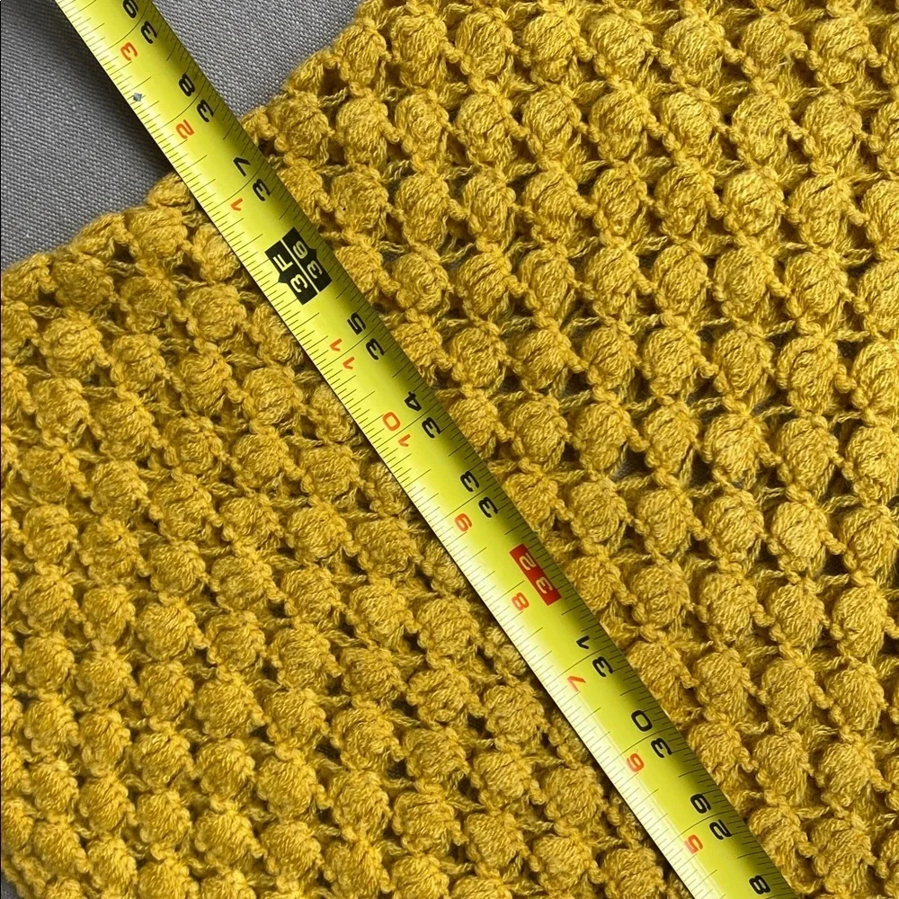 Yellow Crochet Fringed Scarf NWT - Picture 3 of 4